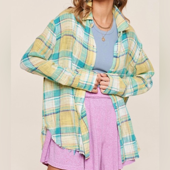 Yellow Plaid Button Shirt - Picture 4 of 6